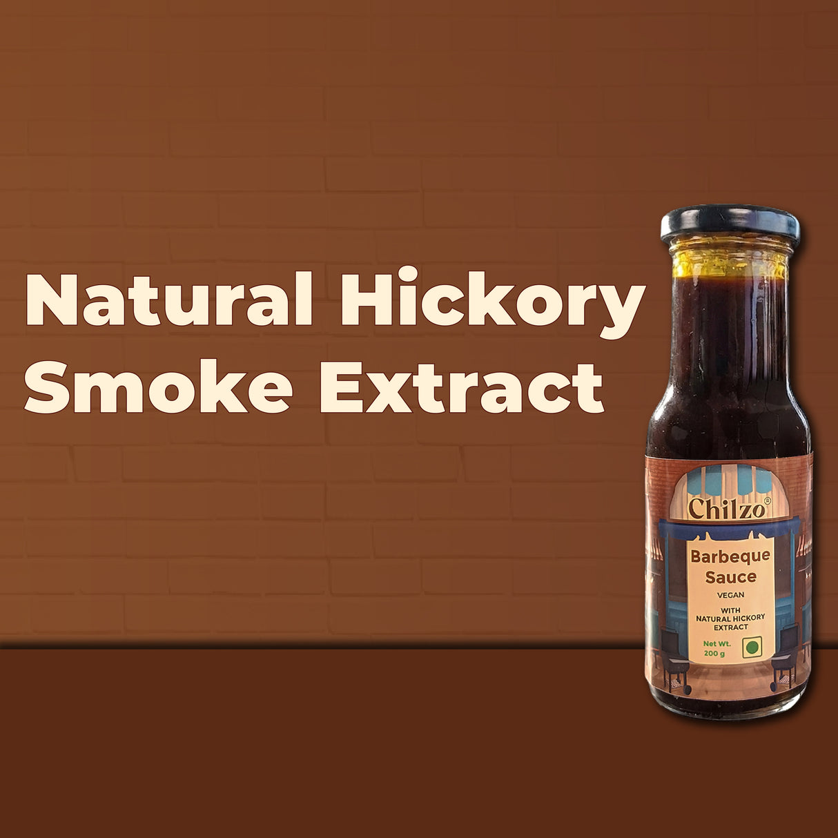 Chilzo Hickory Barbecue Sauce,200g (Classic Smoky BBQ Sauce, No Added Colors or Flavours, Natural Hickory Smoke)