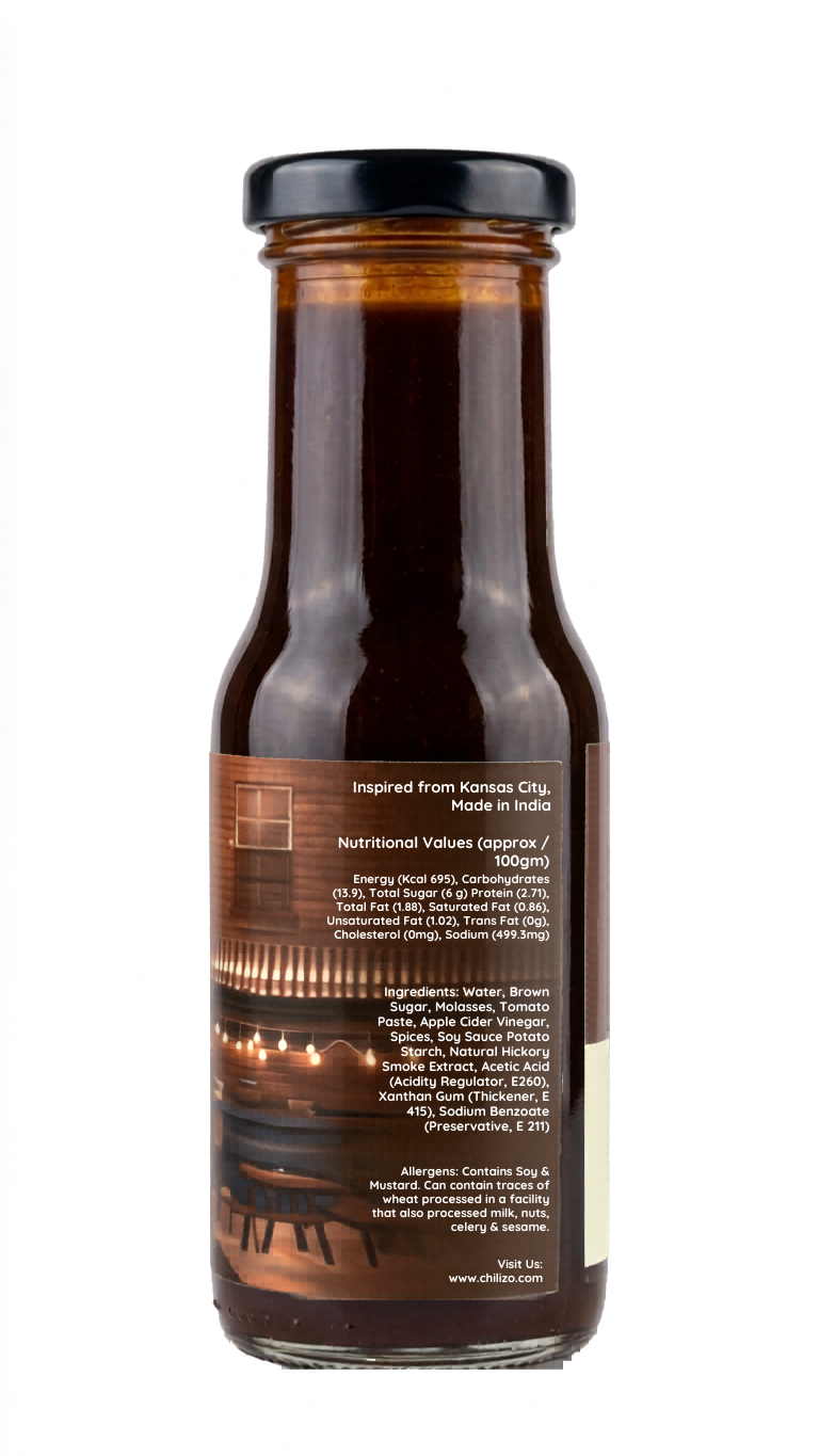 Chilzo Hickory Barbecue Sauce,200g (Classic Smoky BBQ Sauce, No Added Colors or Flavours, Natural Hickory Smoke)
