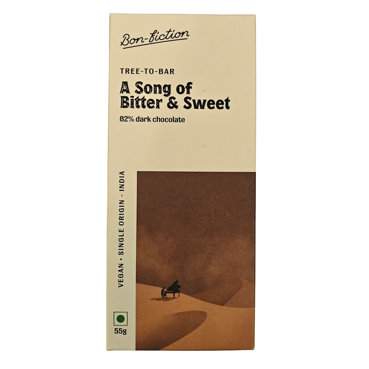 A Song of Bitter and Sweet,55g (82% Dark Chocolate, Balanced Bitter-Sweet Craft Chocolate, Gourmet High Cocoa Chocolate, Vegan)