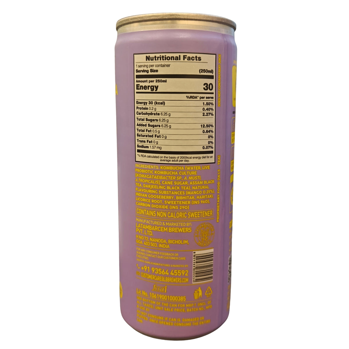 Mango Probiotic Kombucha, 250ml