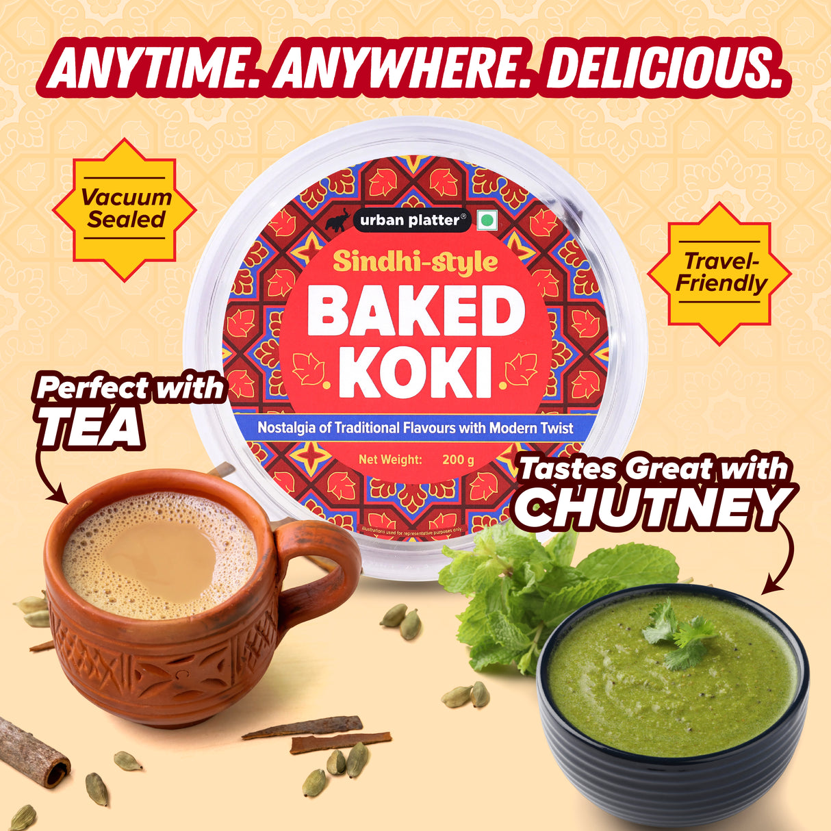 Urban Platter Baked Koki, 200g (Wheat Free, Traditional Sindhi Style Snack)