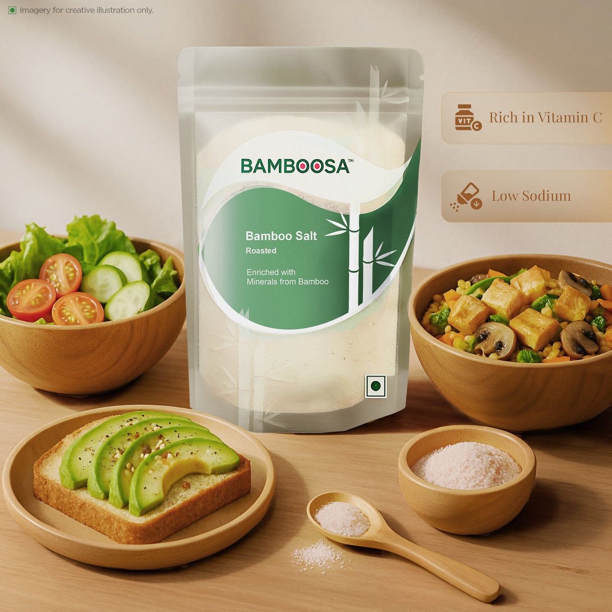 Bamboosa 3x Bamboo Roasted Salt,250g (Mineral-Rich, Alkaline Salt for Cooking & Wellness)