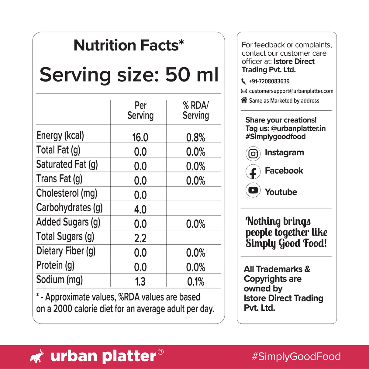 Urban Platter 100% Canadian Cranberry Juice, 350ml | No Added Sugar, Preservative-Free | Antioxidant-Rich, Supports UTI Health | Ideal for Cocktails & Mocktails