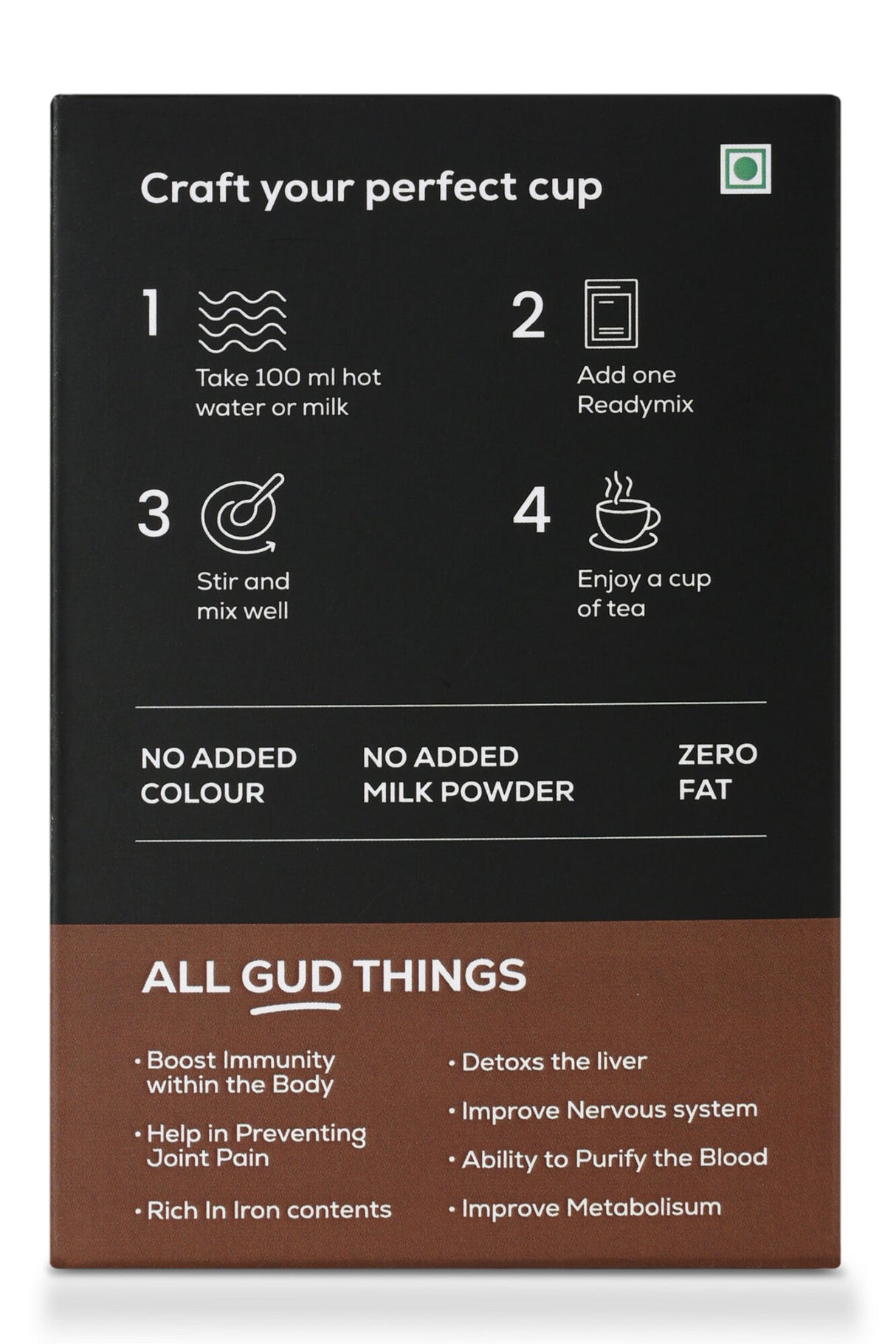 Just Gud Sense Chocolate Jaggery Tea Premix, 100g (10 sachets of 10 grams each)