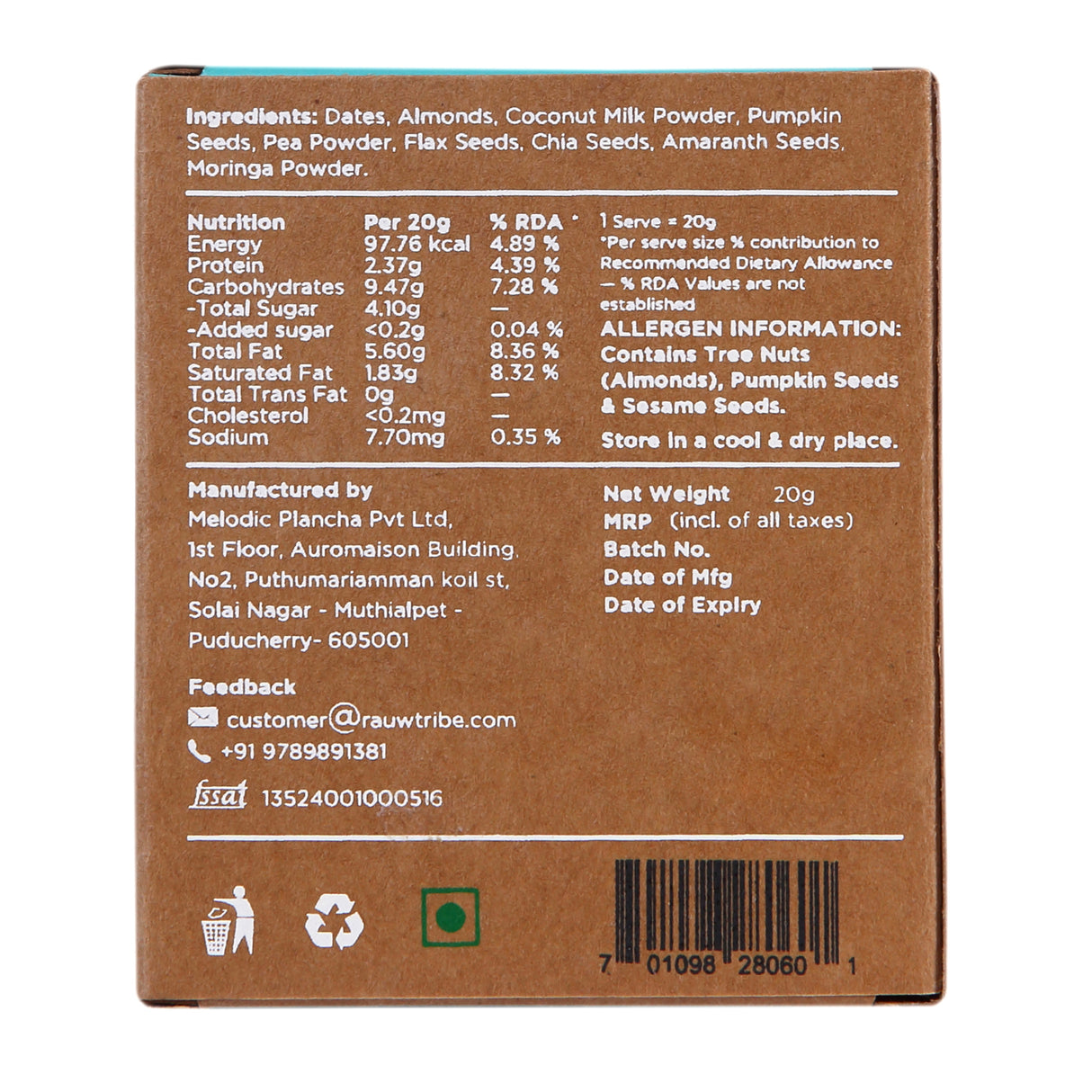 Rauw Discovery Nutrition Bite, 80g (4x20g)