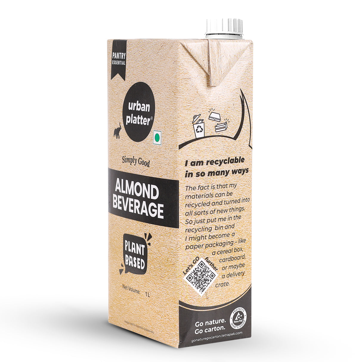 Urban Platter Almond Milk, 1 Litre, Pack of 12 (Unsweetened | Lactose-Free | Plant-Based Milk Alternative | Works Beautifully in Tea and Coffee)