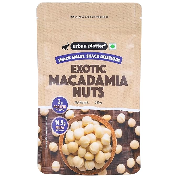 Urban Platter Bold and Exotic Macadamia Nuts, 250g (Grade A, Crunchy, perfect for guilt-free snacking)