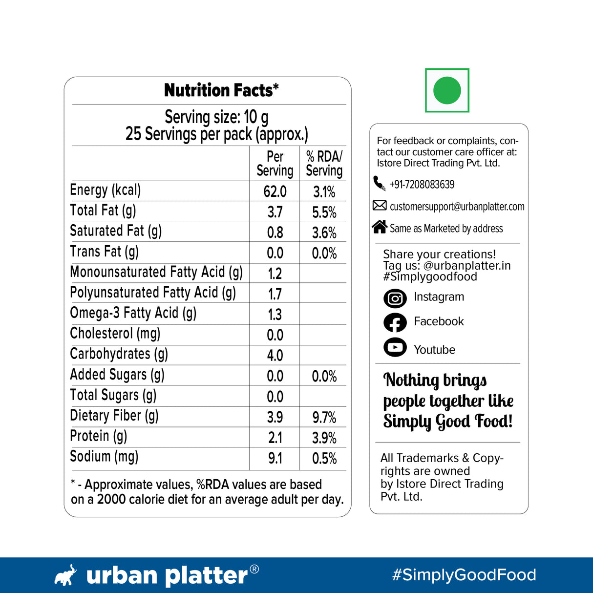 Urban Platter Flax Seeds, 250g (Alsi | Heart-Healthy | Protein and Fiber Rich | Use in salads | After meal Digestive)