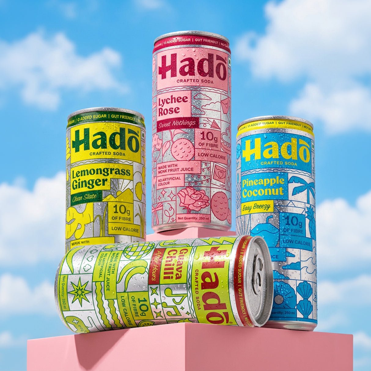 Variety Pack Crafted Soda, 250ml x 4 (10g Fibre, Zero Added Sugar)