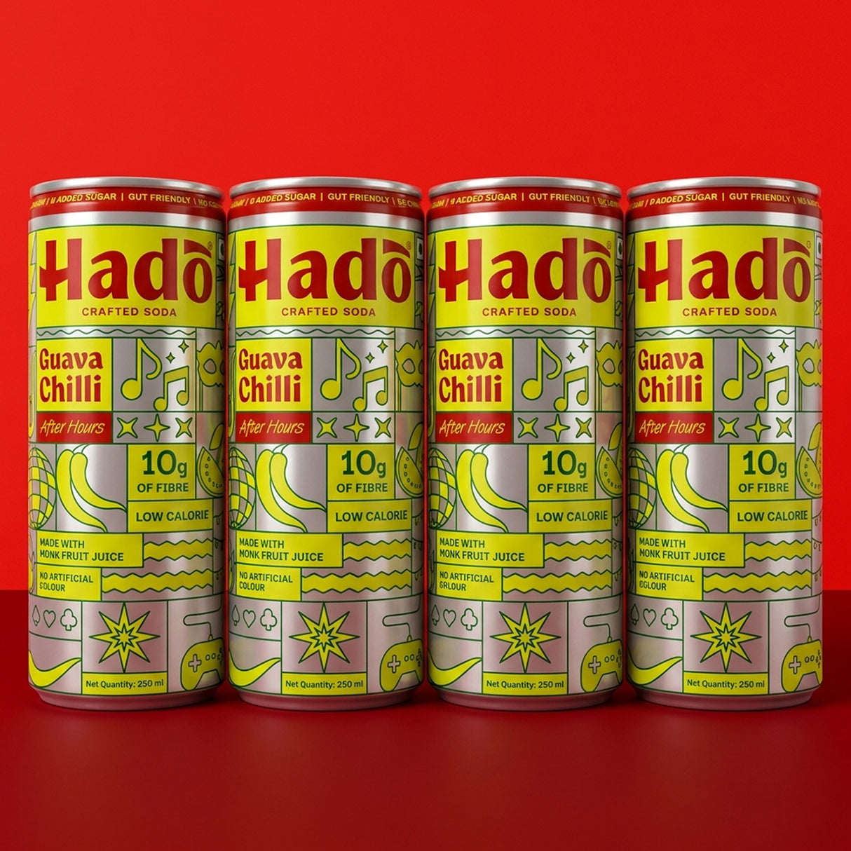 Guava Chilli Crafted Soda, 250ml x 4 (10g Fibre, Zero Added Sugar)