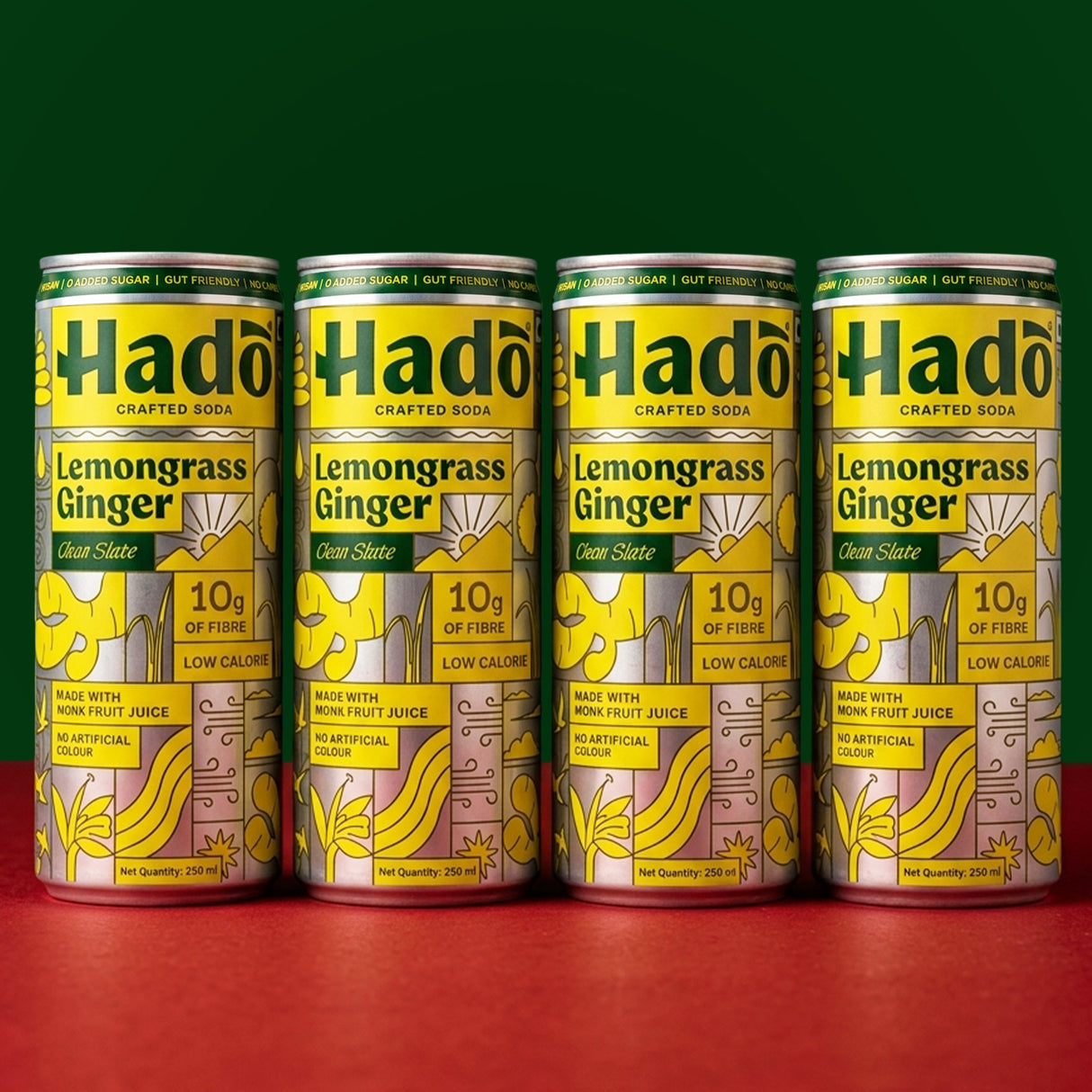 Lemongrass Ginger Crafted Soda, 250ml x 4 (10g Fibre, Zero Added Sugar)