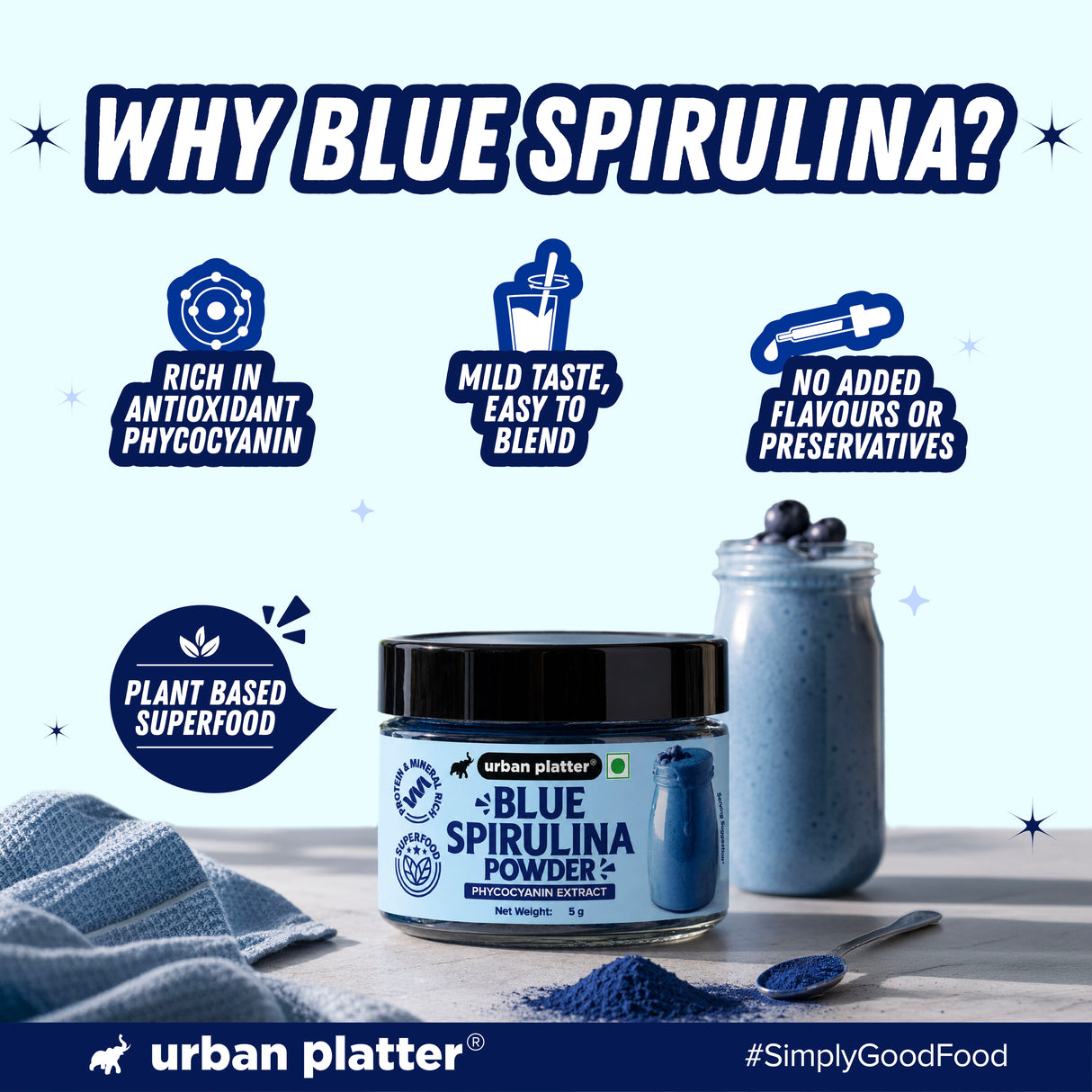 Blue Spirulina Powder, 5g (Phycocyanin Extract)
