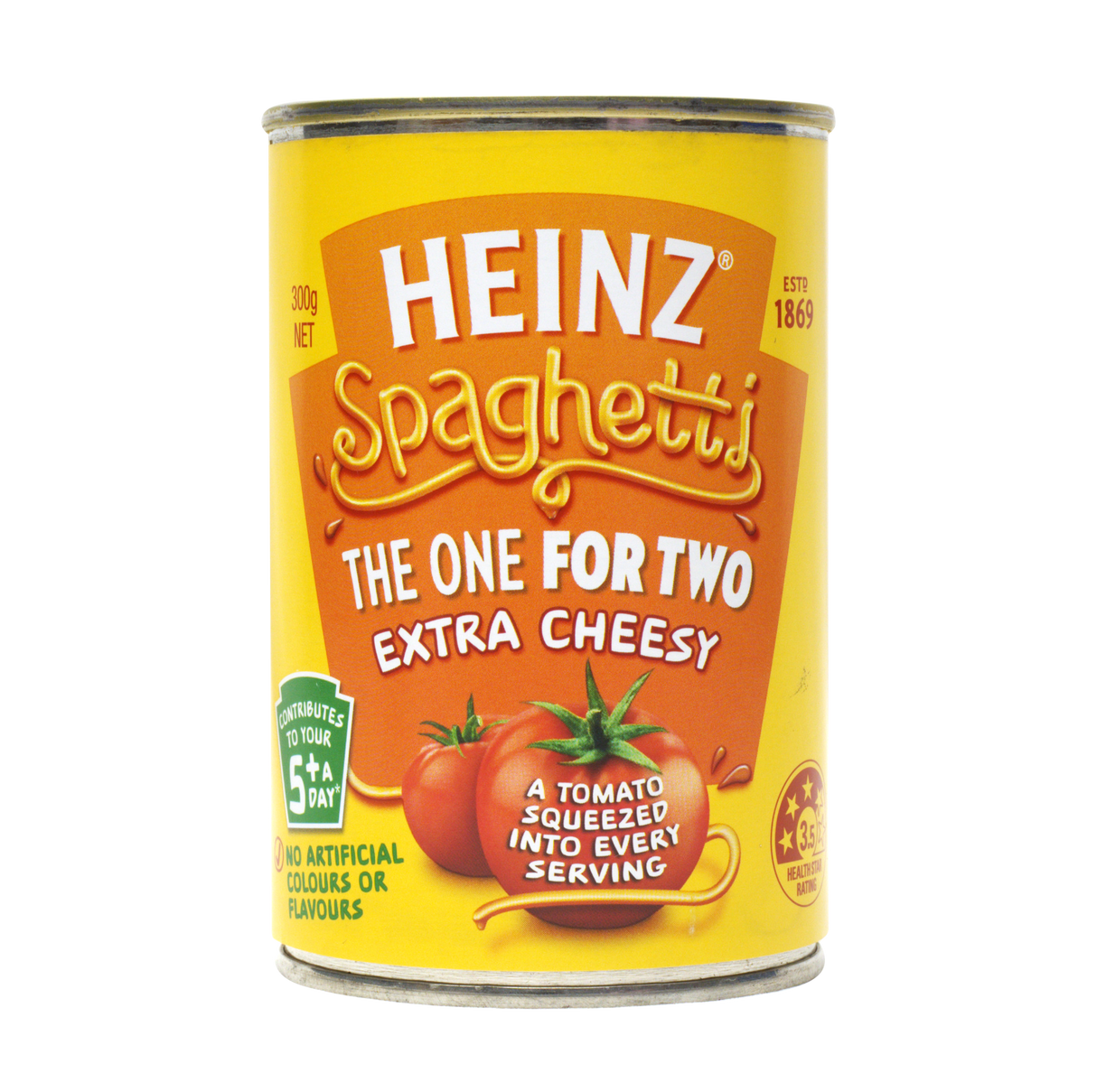Heinz Cheesy Spaghetti, 300g (In Tomato Sauce, Ready-to-Eat Pasta with Cheese)