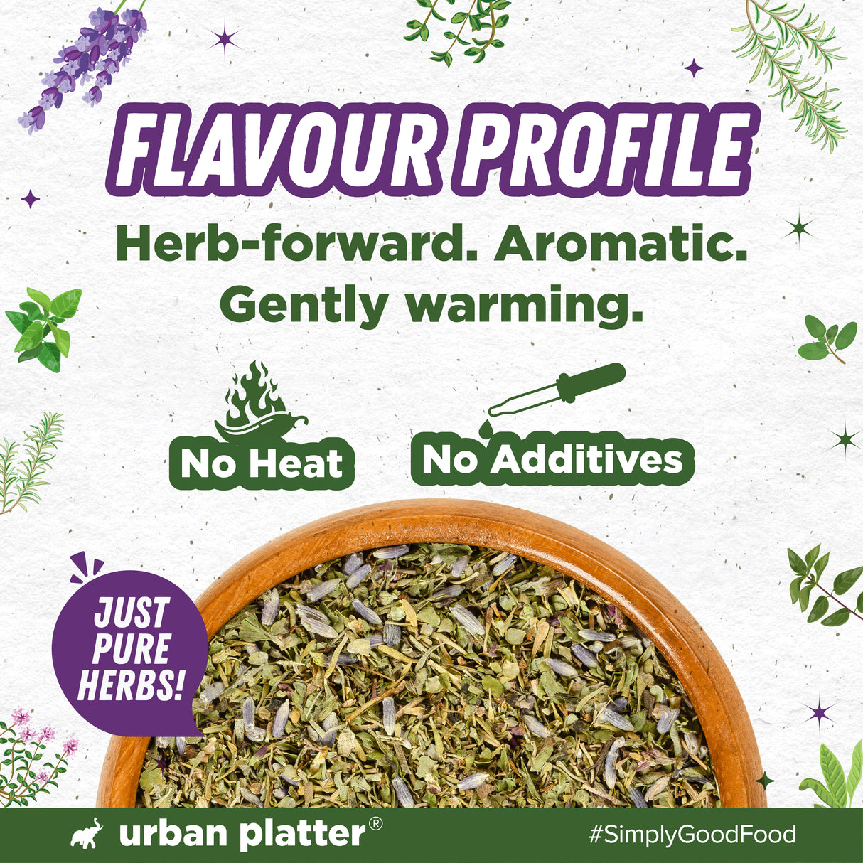 Urban Platter Herbs de Provence Seasoning, 40g (French-inspired, Jain-Friendly, Mesmerising blend of signature herbs)