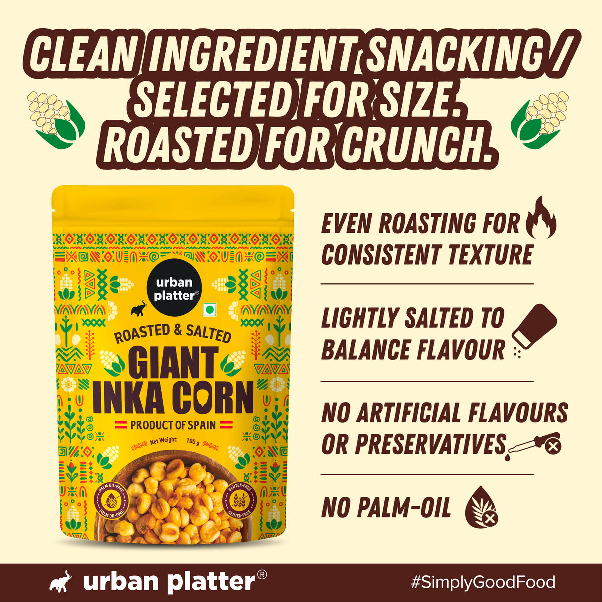 Urban Platter Giant Inka Corn, 100g (Salted & Roasted Corn Kernels, Product of Spain)