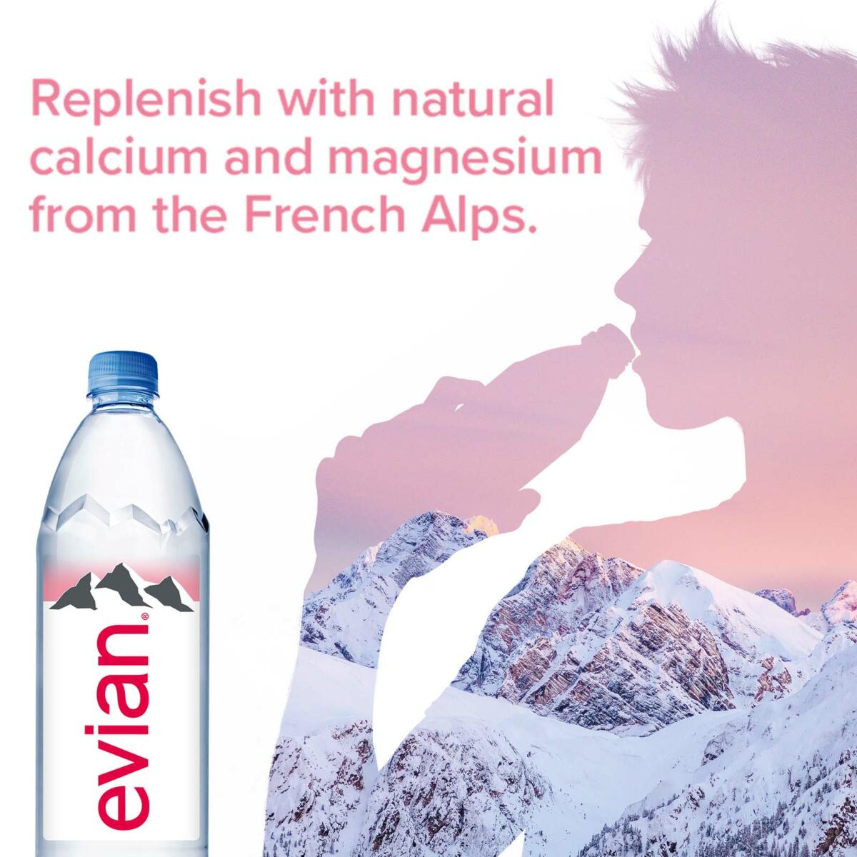 Evian Pure Natural Mineral Glass Water Bottle