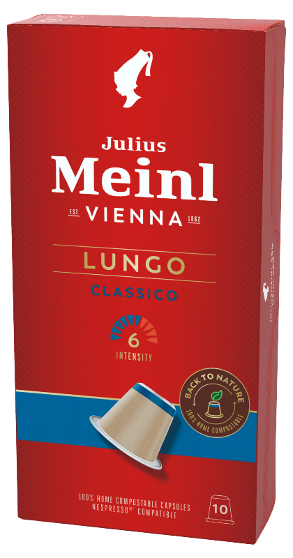 JULIUS MEINL Lungo Classico Capsules, 5.6g (Box of 100 Capsules | Arabica Blend | Roast Level 6)