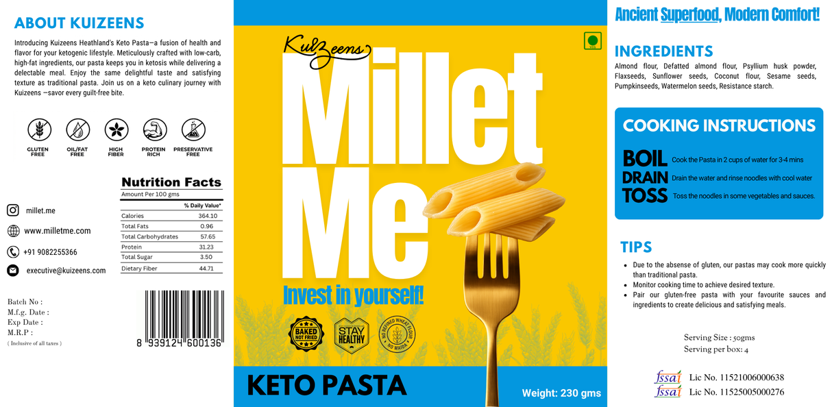 Keto Pasta,230g (Ultra Low-Carb & Diabetic Friendly)