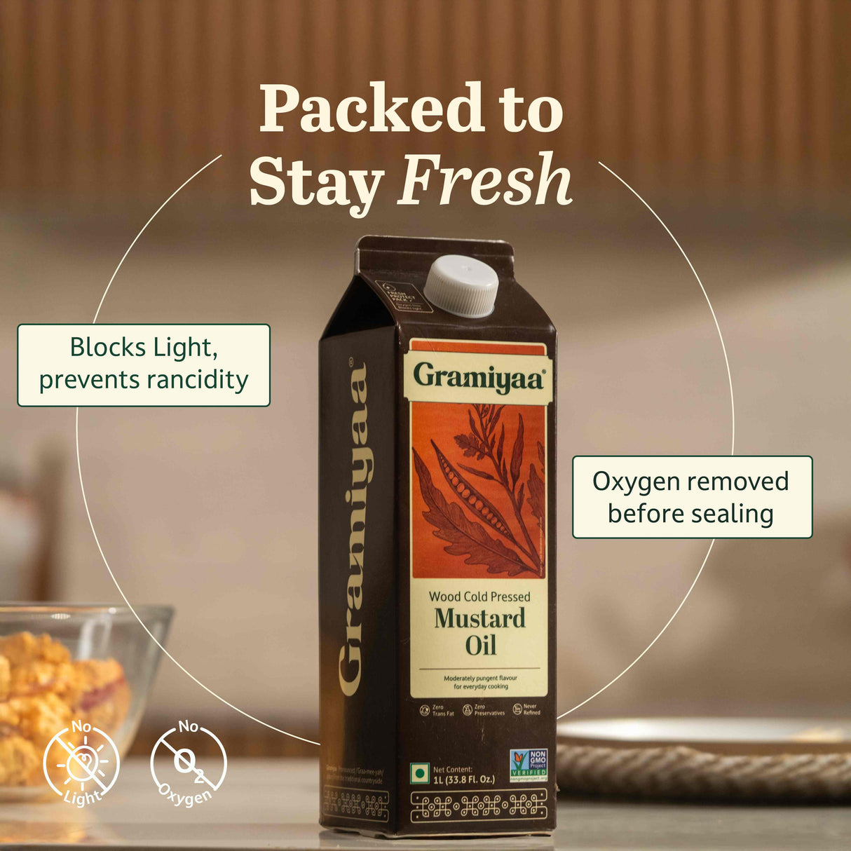 Gramiyaa Mustard Oil - Wood Cold Pressed Oil 1L