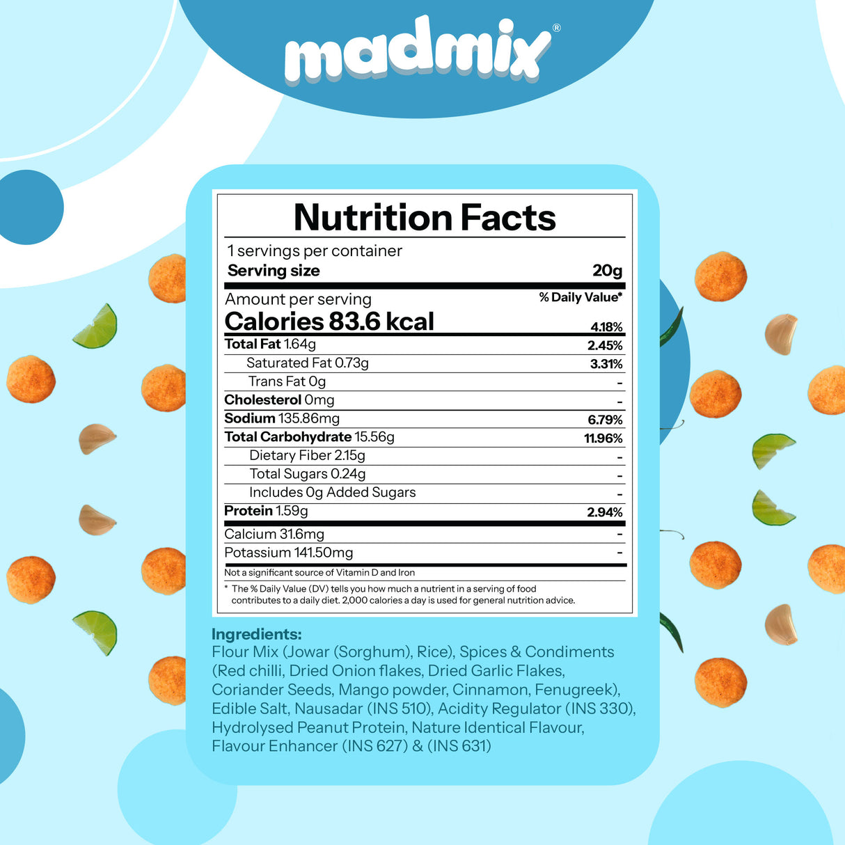 Madmix Jowar Millet Puffs Mighty Masala, 50g