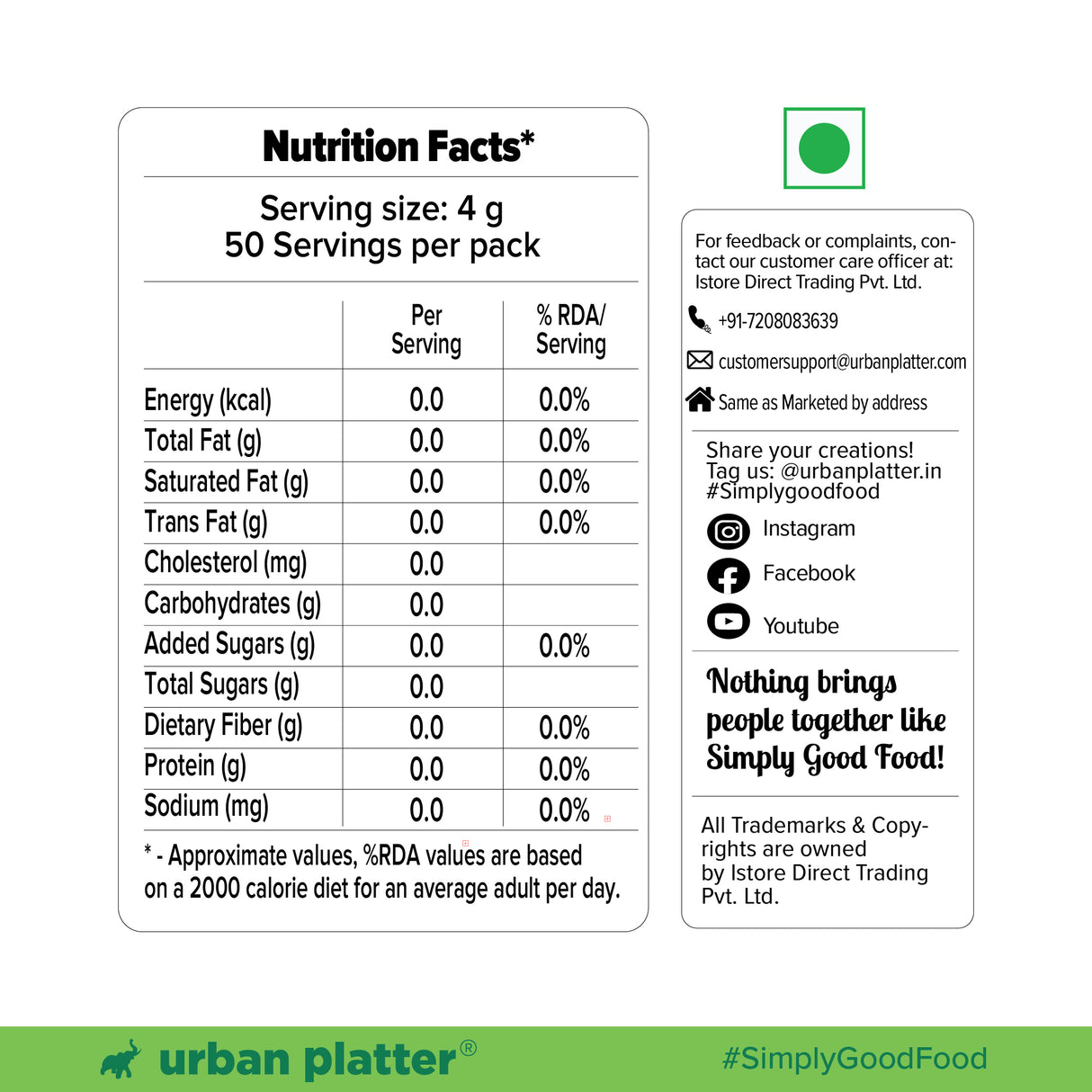 Urban Platter Monk Fruit Sweetener, 200g (Zero Calorie, Keto & Diabetic-Friendly, 1:1 Sugar Replacement, No Aftertaste, Monk Fruit + Erythritol Blend) - product image 3