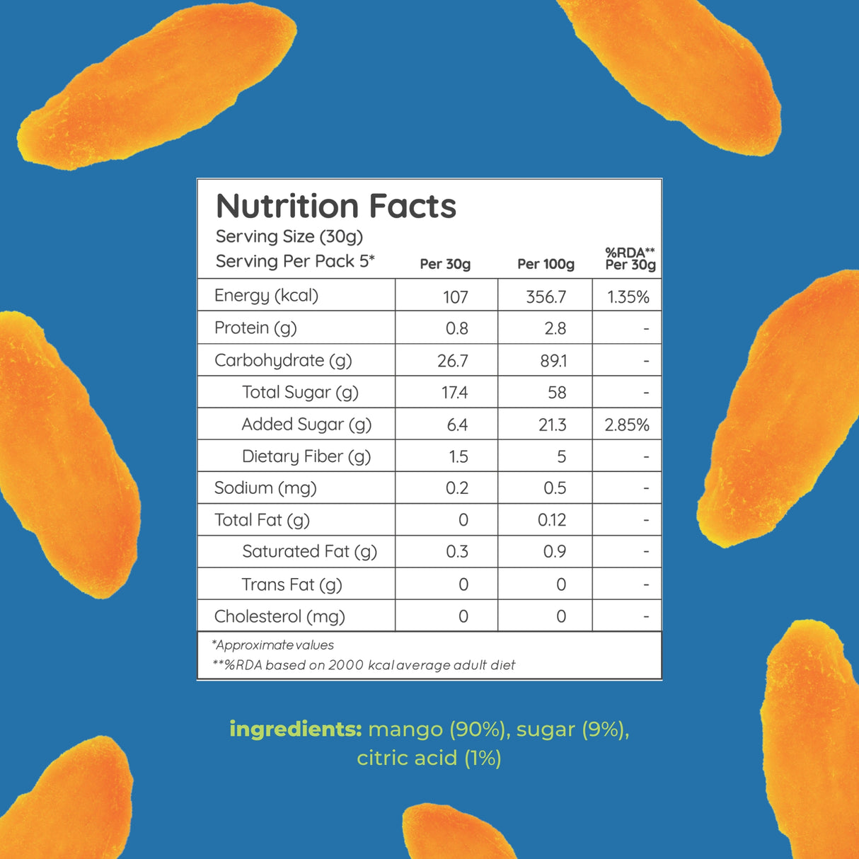 Natch Mango Slices Bare, 150g