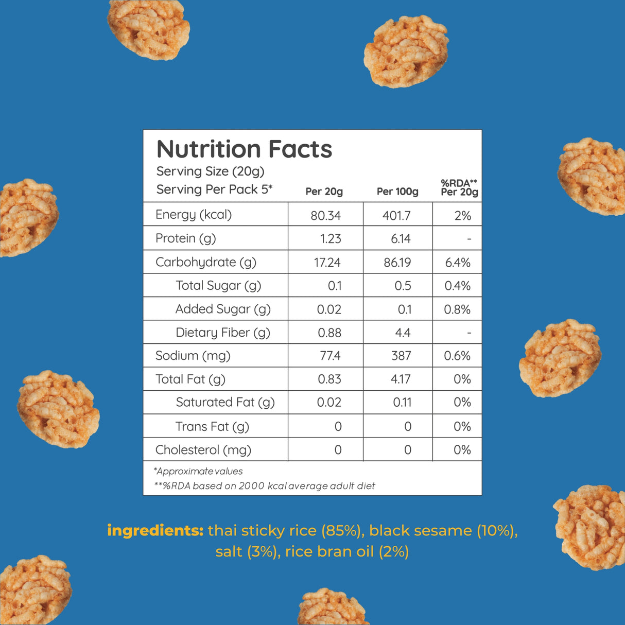 Natch Sesame Rice Chips, 100g