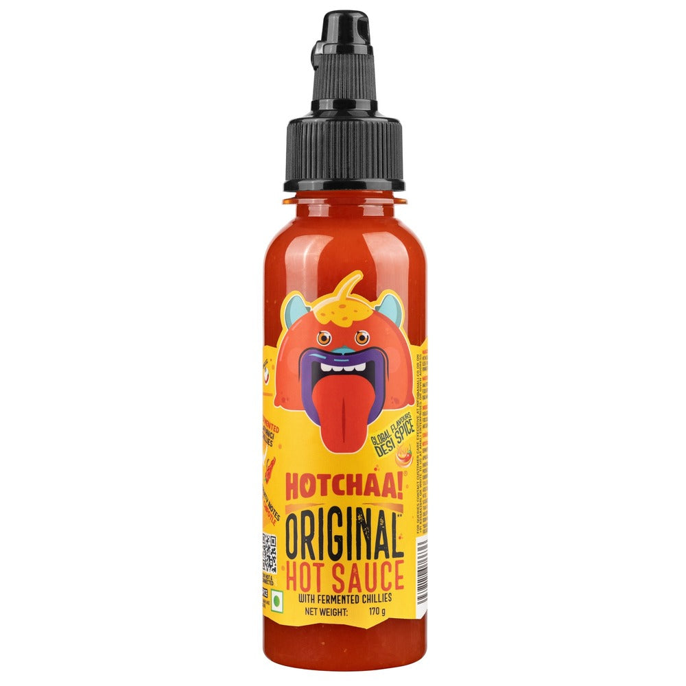Hotchaa! Original Hot Sauce, 170g (Made with Fermented Chillies, NO MSG, is Light, Pungent, Sharp, Spicy & Flavourful )