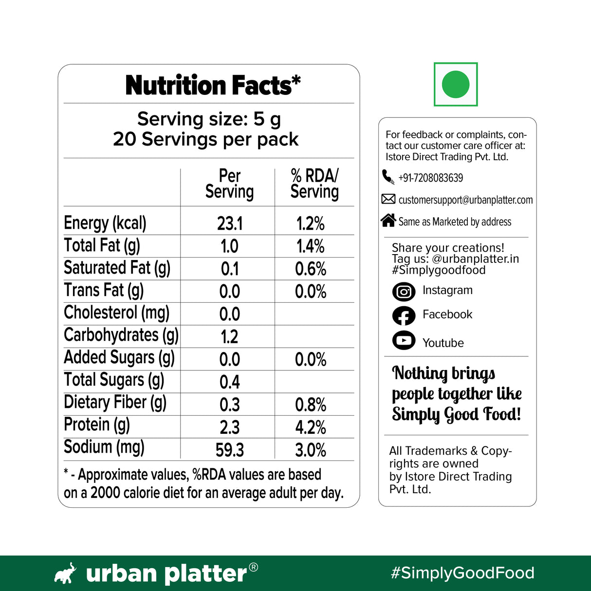 Urban Platter Keto-Friendly Parmesan Seasoning, 100g (High-Protein, Umami-Rich Cheesy Sprinkle for Pasta, Makhanas & Salads)