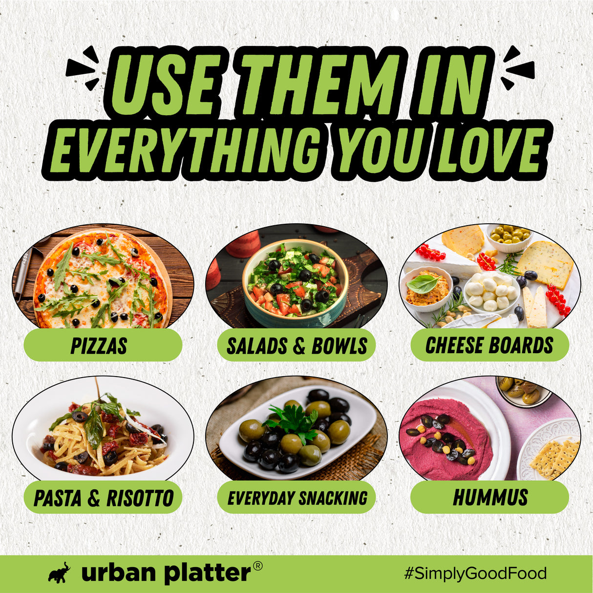 Urban Platter Pitted Green Spanish Olives, 430g (Whole & Seedless | Crisp & Tangy Mediterranean Flavour | Great for Salads, Mezze, Sandwiches & Snacking)