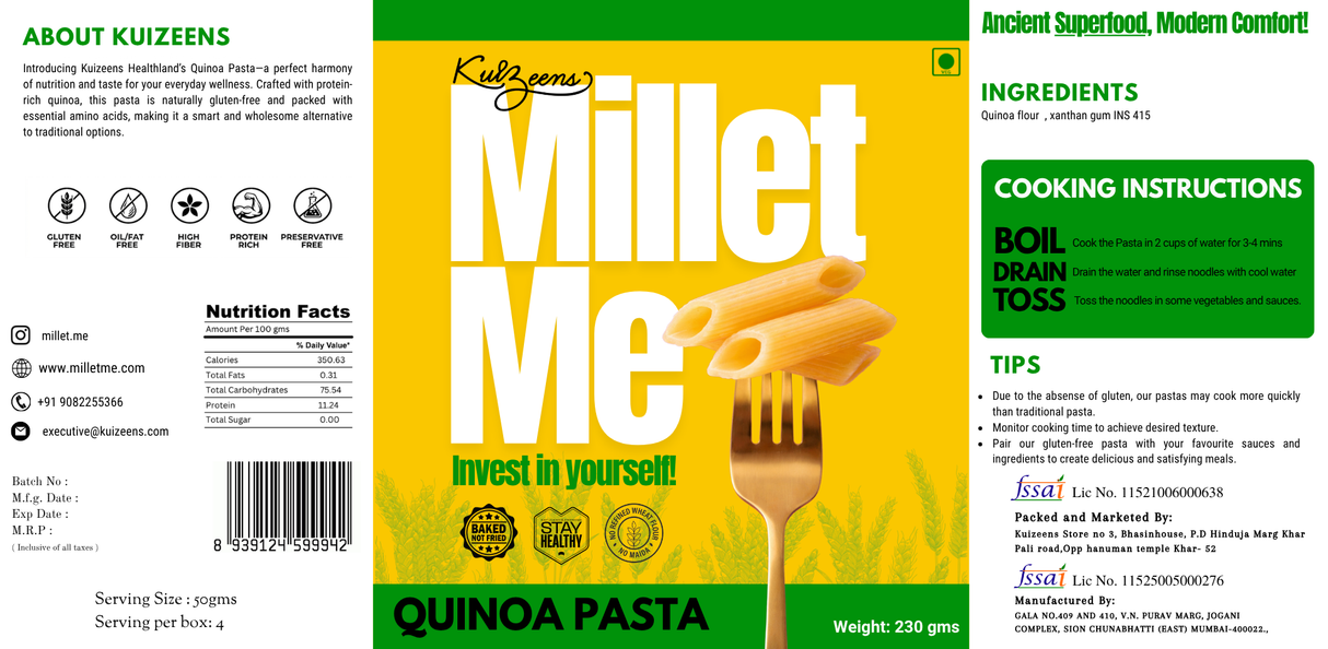 Quinoa Pasta, 230g (Complete Protein & Gluten-Free)