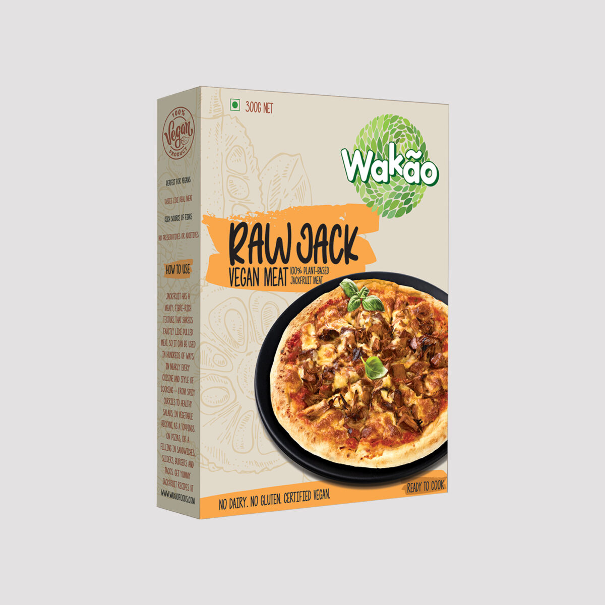 Wakao Raw Jack Plant-based Meat, 300g (Jack Fruit Meat, 100 % Plant-Based)