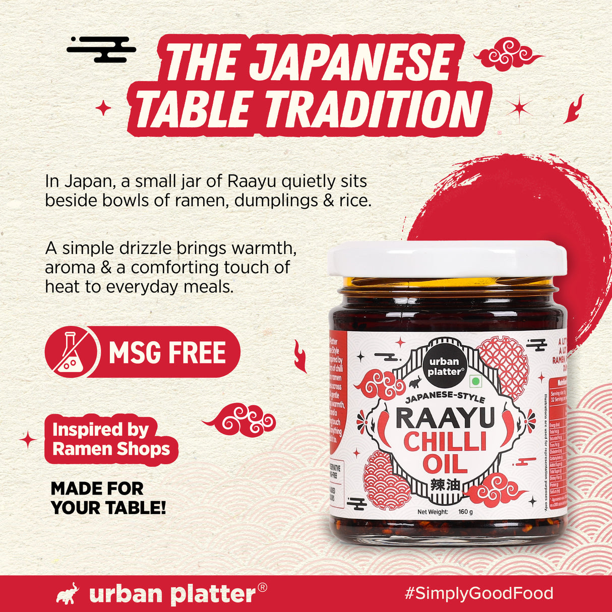 Raayu Chilli Oil, 160g (Japanese Style Chilli Oil, Infused with Sesame & Garlic, For Ramen, Rice, Dumplings, & Silken Tofu)