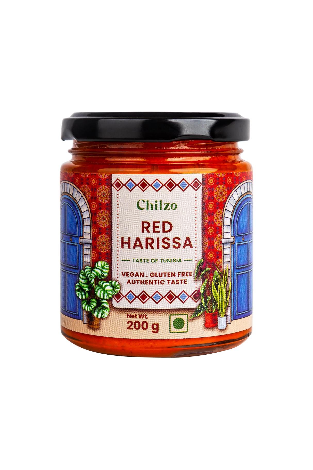 Chilzo Red Harissa,200g (Authentic Harissa, Made with Dried Red Chilies, No Artificial Colors/Flavors, Dip, Stir-fry, Marinate)