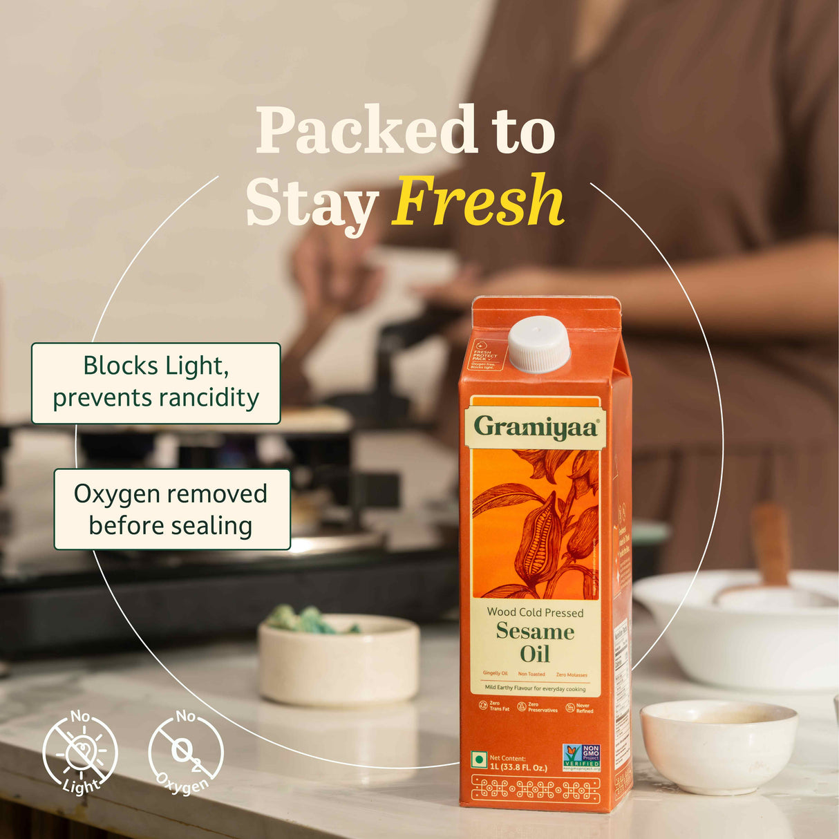 Gramiyaa Sesame Oil - Wood Cold Pressed Oil 1L