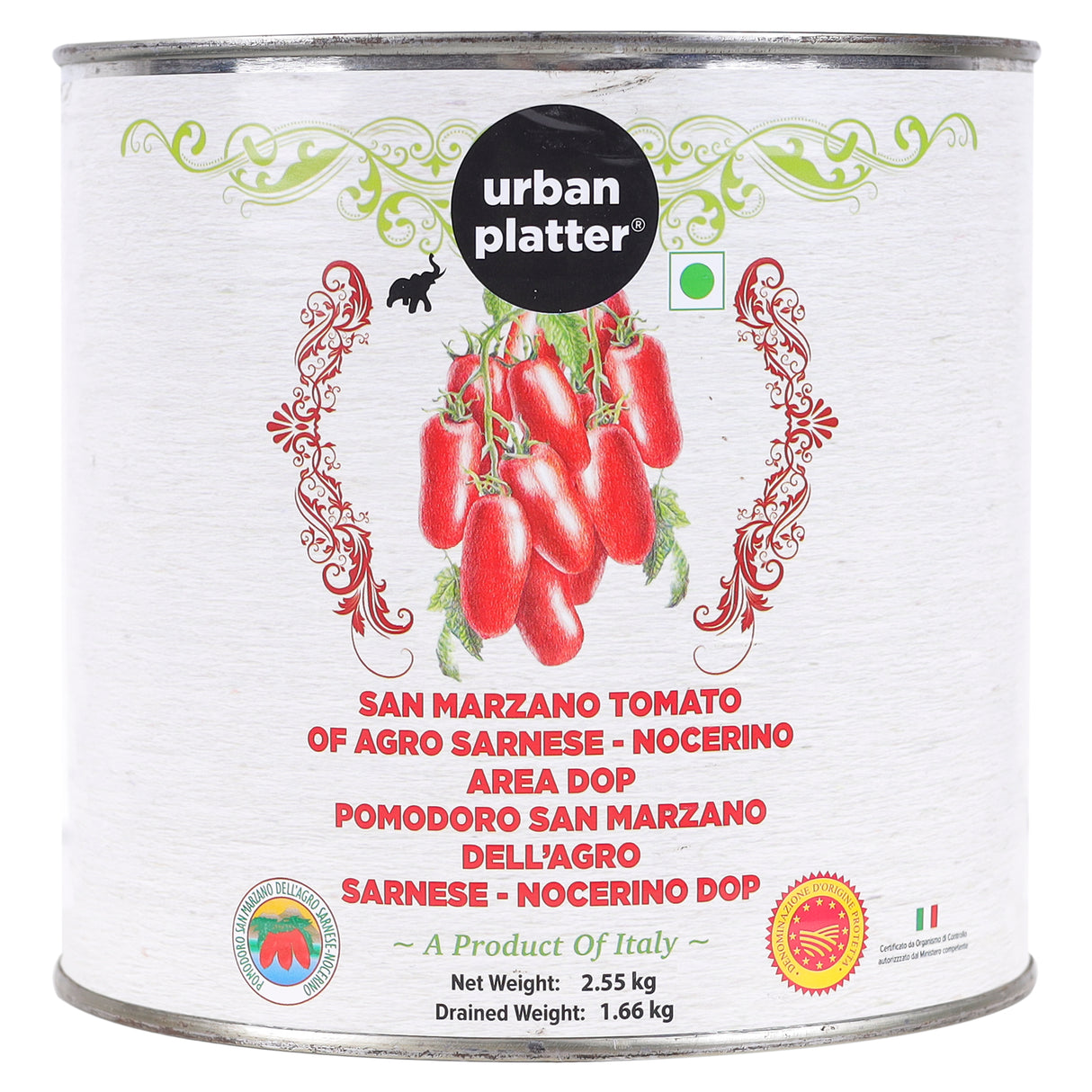 Urban Platter San Marzano Whole Peeled Tomatoes in Tomato Juice, 2550g (Tomates pelles dans le jus, DOP, Product of Italy)