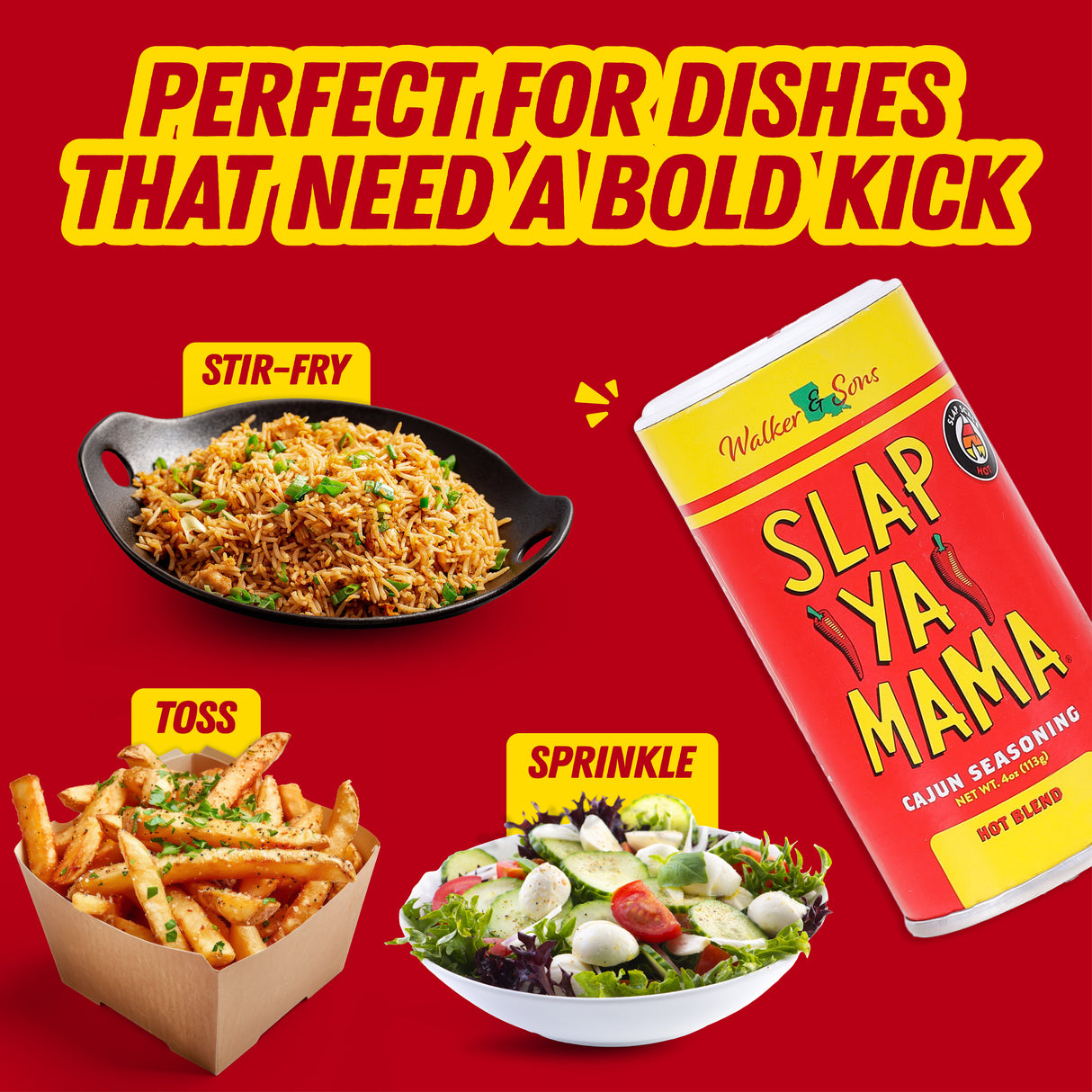 Slap Ya Mama Hot Cajun Seasoning, 113g (Spicy Louisiana-Style Cajun Spice Mix for Everyday Cooking | No MSG , Gluten Free)