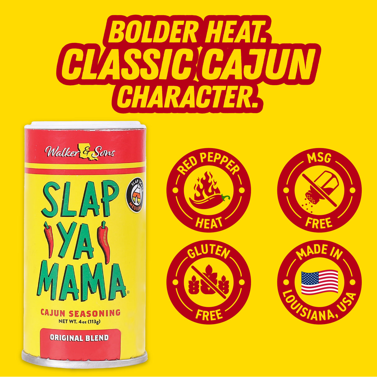 Slap Ya Mama Original Cajun Seasoning, 113g (Authentic Louisiana Cajun Spice Mix for Everyday Cooking | No MSG, No Preservatives, Gluten Free)