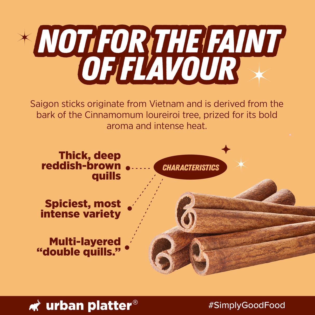 Urban Platter Saigon Sticks, 200g Jar (Cassia quills, Cinnamon like flavour)
