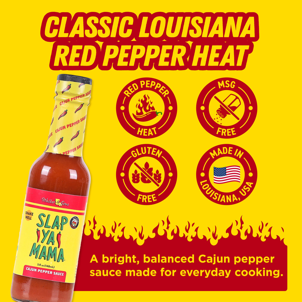 Slap Ya Mama Louisiana Style Cajun Pepper Sauce, 148ml (Bold Pepper Flavor for Everyday Cooking | No MSG, Gluten Free)