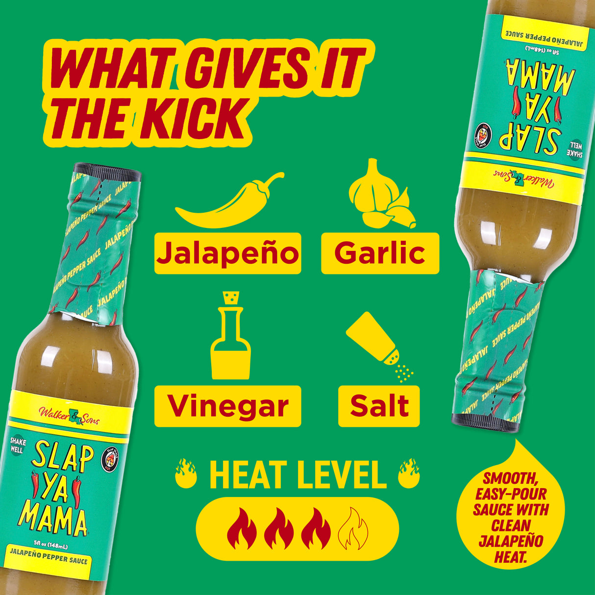 Slap Ya Mama Jalapeno Hot Pepper Sauce, 148ml (Bold Jalapeno Pepper Flavor for Everyday Cooking | No MSG, Gluten Free)