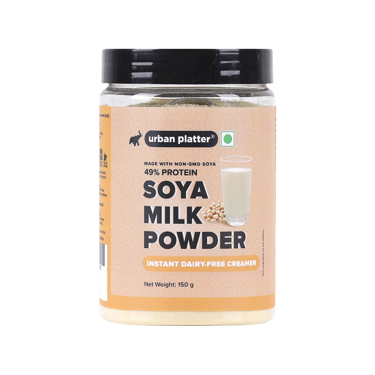 Urban Platter Soya Milk Powder, 150g (Plant-Based Milk Alternative, Non-GMO & 49% Protein) - front pack
