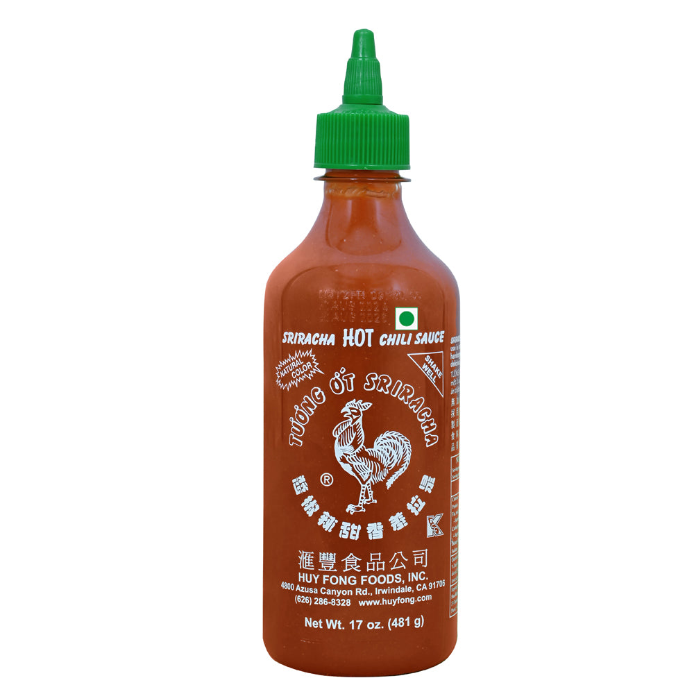 Huy Fong Foods Sriracha Hot Chili Sauce, 481g (Made with Sun-Ripened Chilies & Garlic, Spicy Dipping, Cooking & Marinade Sauce, No Artificial Colours or Flavourings)