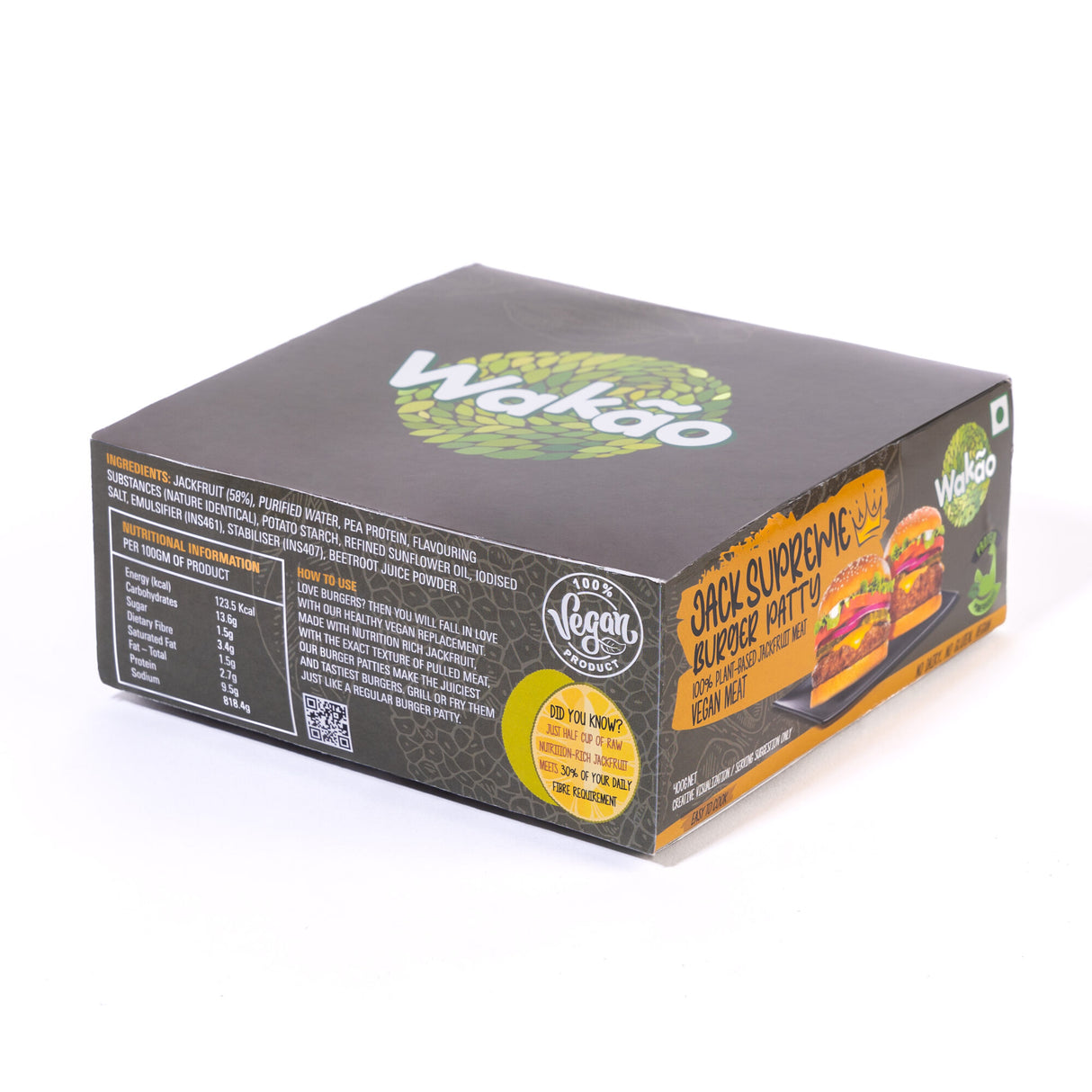 Wakao Jack Supreme Burger Patty, 320g (80g x 4pcs, Plant based, Ready to cook)