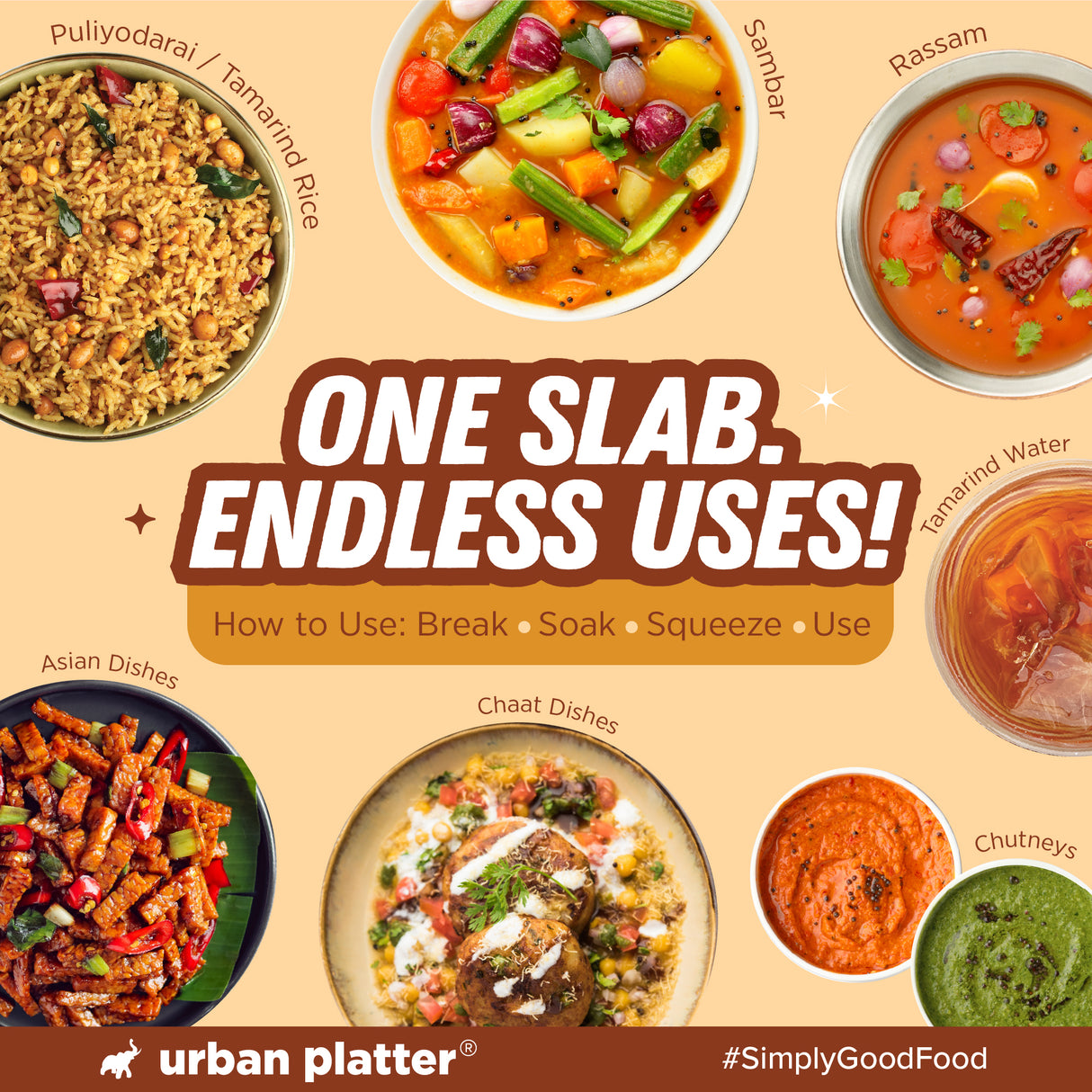 Urban Platter Tamarind Slab, 500g (Imli Block | Natural, Seedless & Sundried | Ideal for Cooking, Chutneys & Curries)