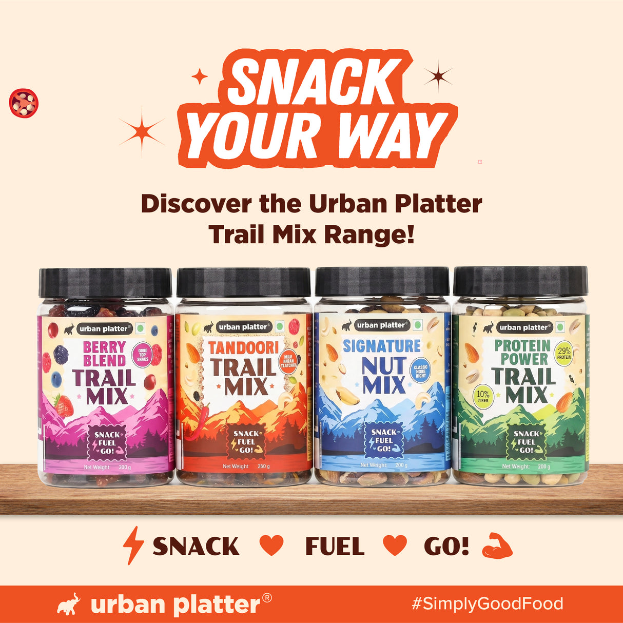 Urban Platter Tandoori Tikka Trail Mix, 250g (Spiced Nuts, Seeds & Dried Fruits | Bold Indian Flavour | Crunchy Savoury Snack)