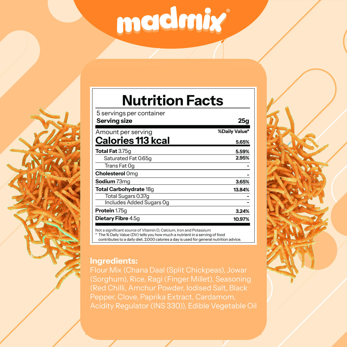 Madmix Jowar Bhujia Tangy Twist, 125g