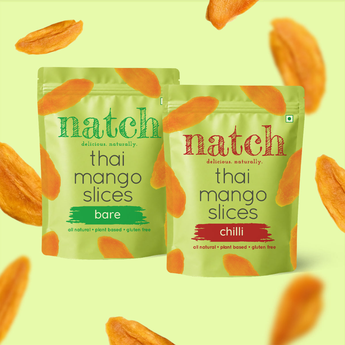 Assorted Thai Mango Slices Combo Pack, 60g x 2 (Bare And Chilli | Gluten Free, Sun Dried Mango Slices, Tasty Snack | Imported From Thailand | Source Of Fiber, Rich In Vitamins And Antioxidants)