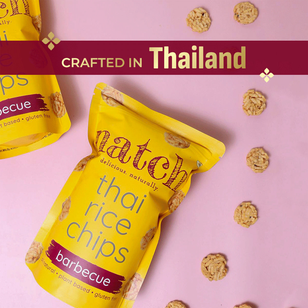 Barbecue Thai Rice Chips, 100g (No Palm Oil, Tasty Snacks | Imported From Thailand)