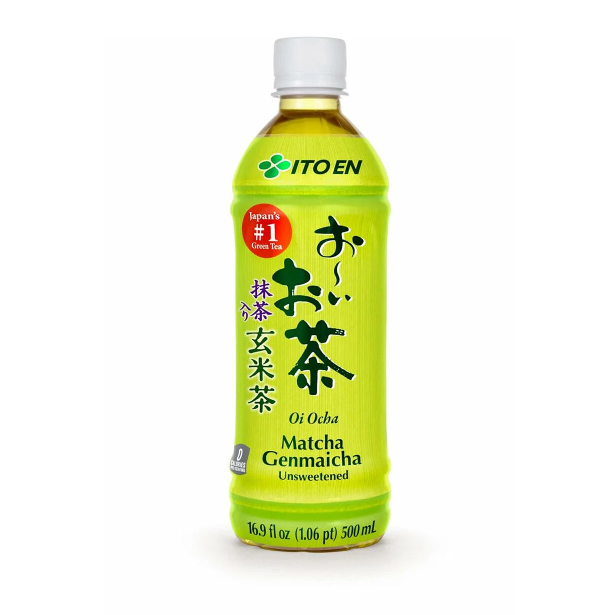 Oi Ocha Premium Japanese Unsweetened Matcha Genmaicha Green Tea, 500ml (Plant based | Japans No.1 Green Tea | Blend of brewed green tea, matcha green tea powder and roasted rice)